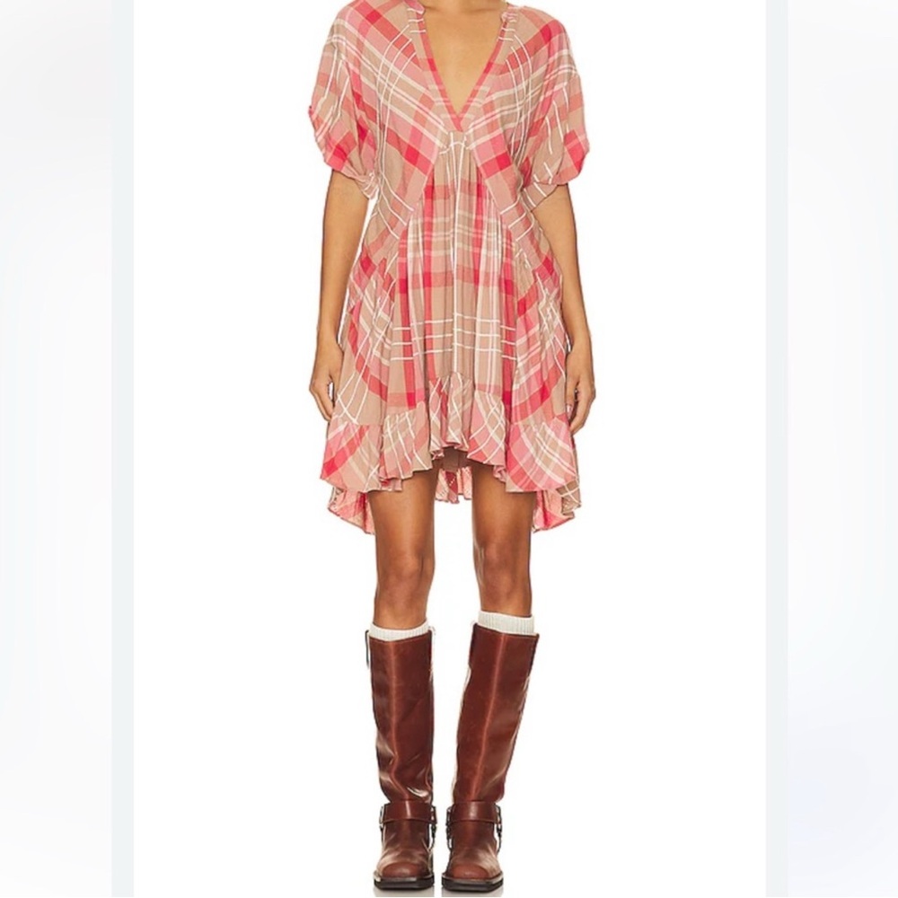 Free People Agnes Tunic Dress Plaid Flawed